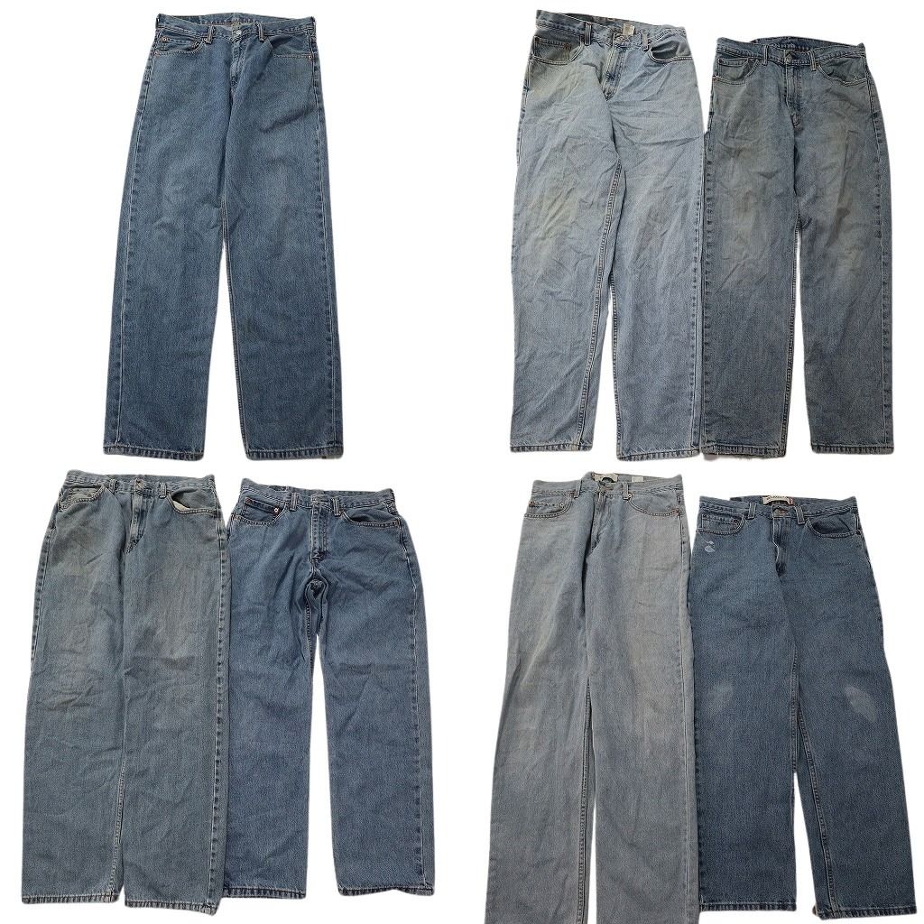 古着卸 まとめ売り リーバイス 550・560 デニムパンツ 7枚セット ( メンズ 34/33 ) ワイド リラックス ジッパーフライ 中古 古着 NE8301