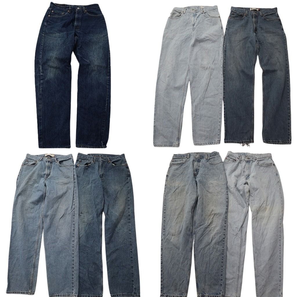 古着卸 まとめ売り リーバイス 550・560 デニムパンツ 7枚セット ( メンズ 33/32 ) ワイド リラックス ジッパーフライ 中古 古着 NE8302