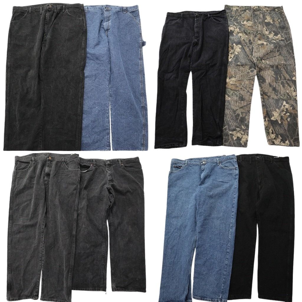 古着卸 まとめ売り ブランド デニムパンツ 8枚セット ( メンズ 46/44/42 ) ラングラー ラスラー リアルツリー ブラック 中古 古着 NE8305