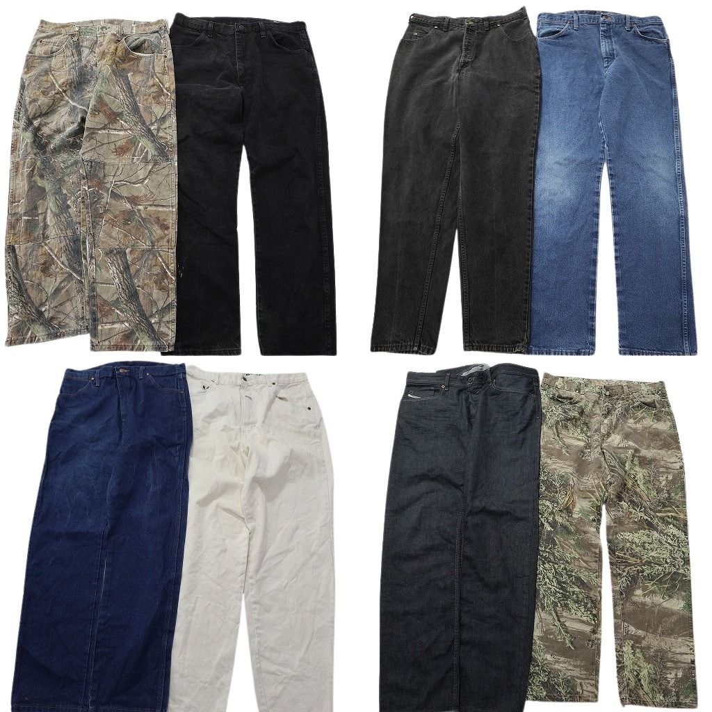 古着卸 まとめ売り ブランド デニムパンツ 8枚セット ( メンズ 36 ) LEE ラングラー ディーゼル ラスラーBOSS LEE 中古 古着 NE8309