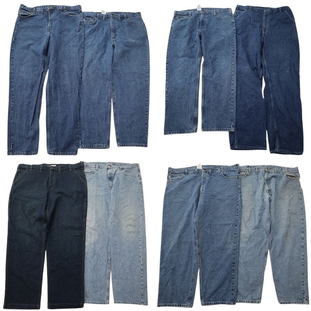 古着卸 まとめ売り カーハート デニムパンツ 8枚セット ( メンズ 44/42 ) ワーク インディゴブルー アメカジ 中古 古着 NE8311
