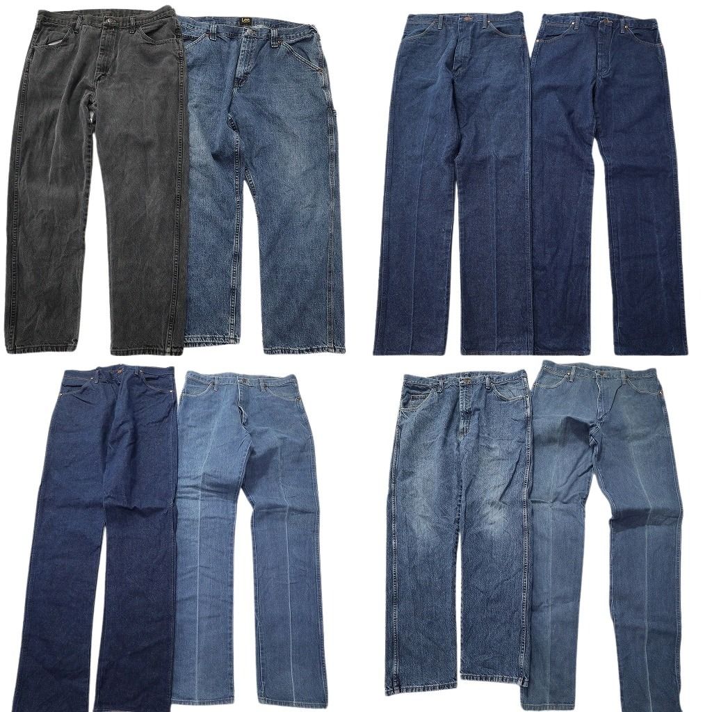 古着卸 まとめ売り ブランド デニムパンツ 8枚セット ( メンズ 38/37/35 ) LEE ラングラー ブラック フェード 中古 古着 NE8318