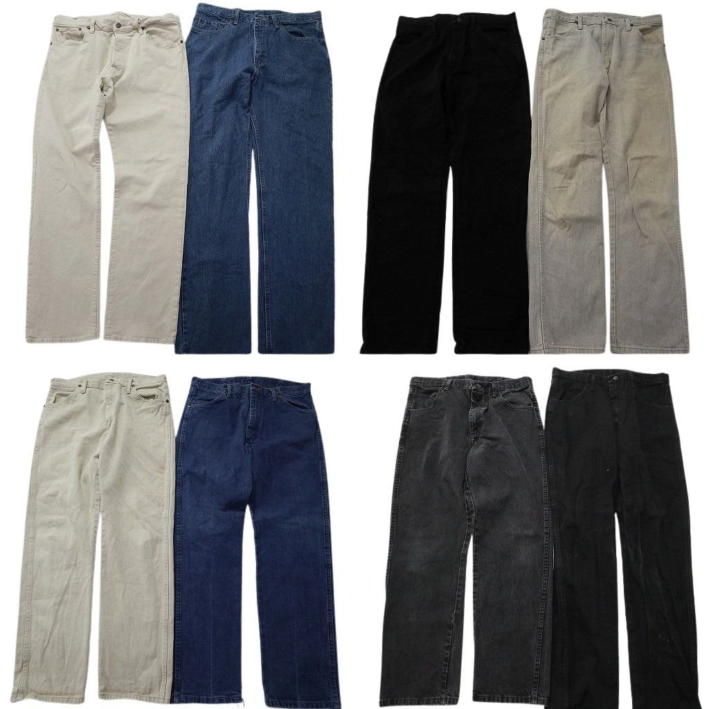古着卸 まとめ売り ブランド デニムパンツ 8枚セット ( メンズ 35/34 ) ラルフローレン ラングラー ラスラー ブラック 中古 古着 NE8319