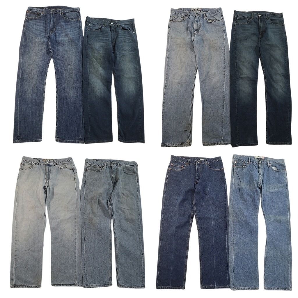 古着卸 まとめ売り リーバイス 505 デニムパンツ 8枚セット ( メンズ 34 ) テーパード　ジッパーフライ ヒゲ 中古 古着 NE8328