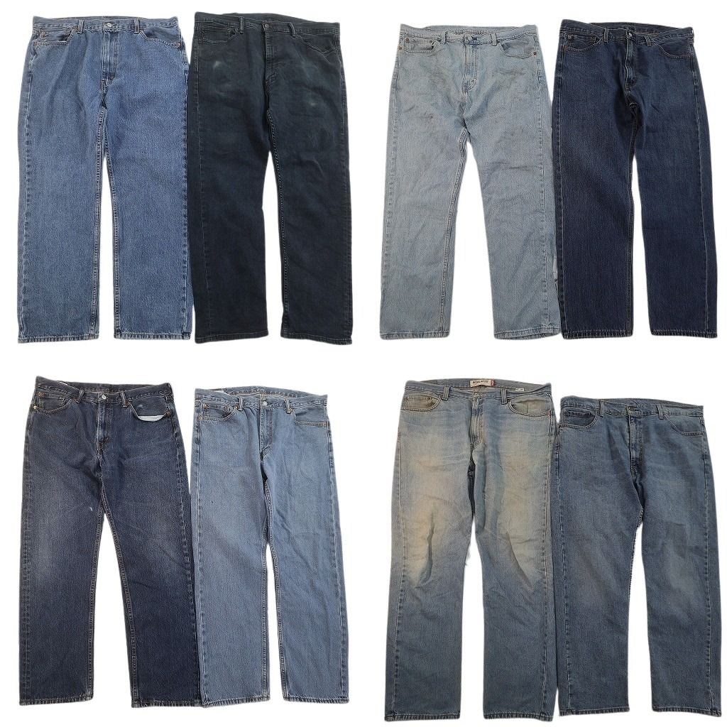 古着卸 まとめ売り リーバイス 505 デニムパンツ 8枚セット ( メンズ 40 ) テーパード　ジッパーフライ インディゴブルー 中古 古着 NE8330