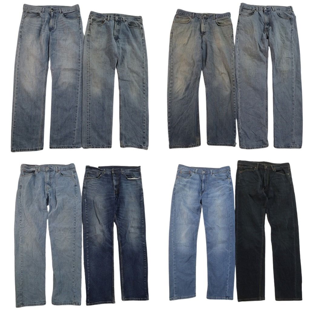 古着卸 まとめ売り リーバイス 505 デニムパンツ 8枚セット ( メンズ 36 ) テーパード　ジッパーフライ インディゴブルー 中古 古着 NE8334