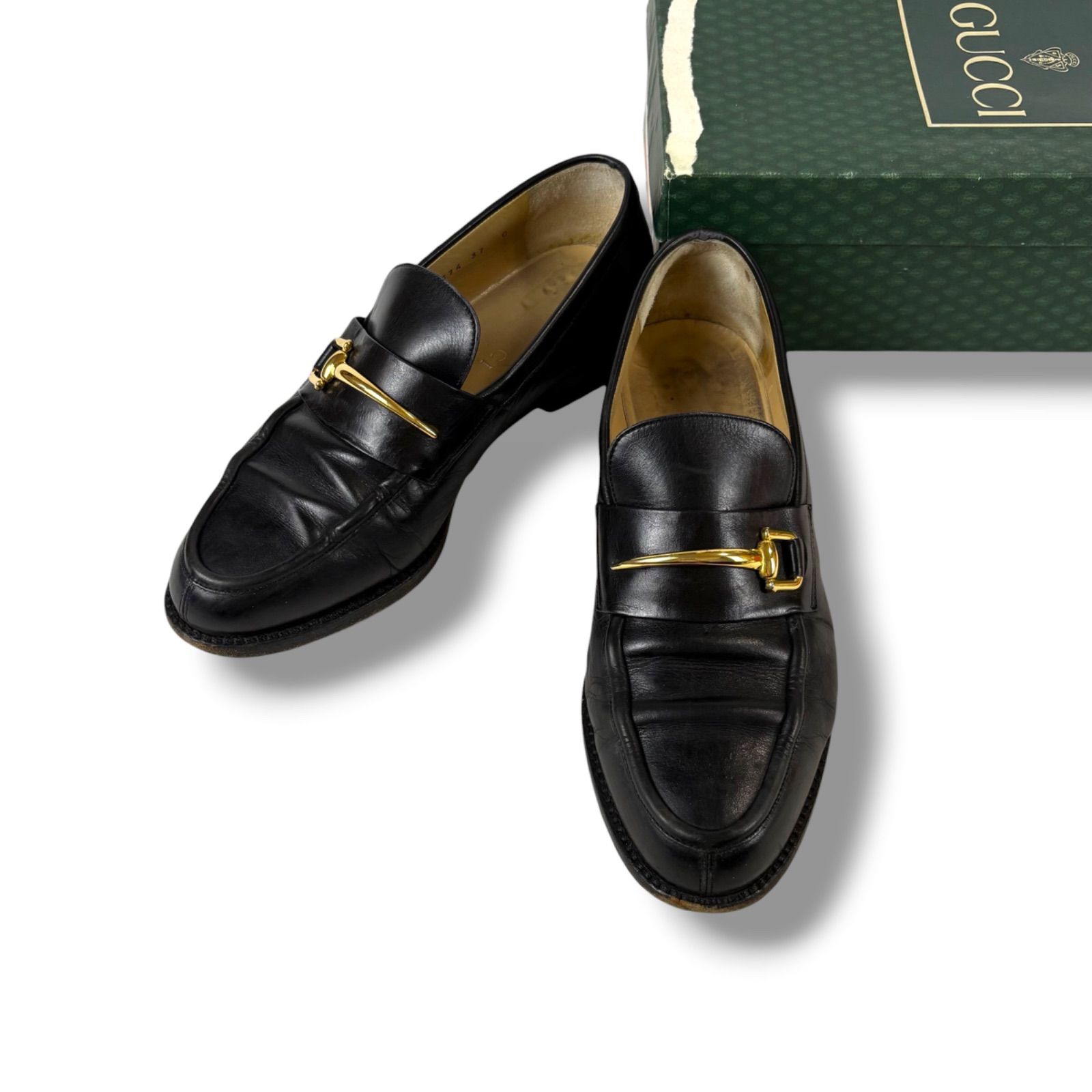グッチ GUCCI ホースビット ローファー レザーシューズ ブラック 37C