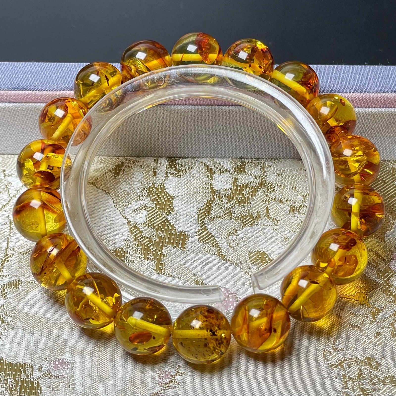 極上美品☆【90Aアンバー・琥珀】☆ブレスレット 天然石 11.4-11.8mm