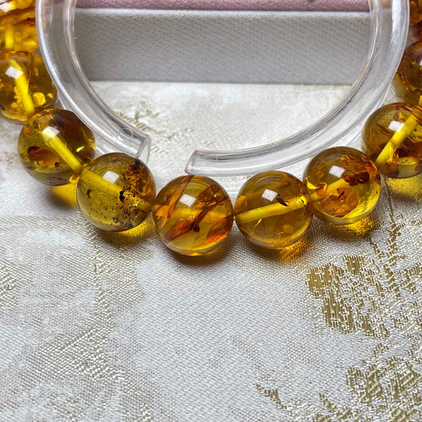 極上美品☆【90Aアンバー・琥珀】☆ブレスレット 天然石 11.4-11.8mm