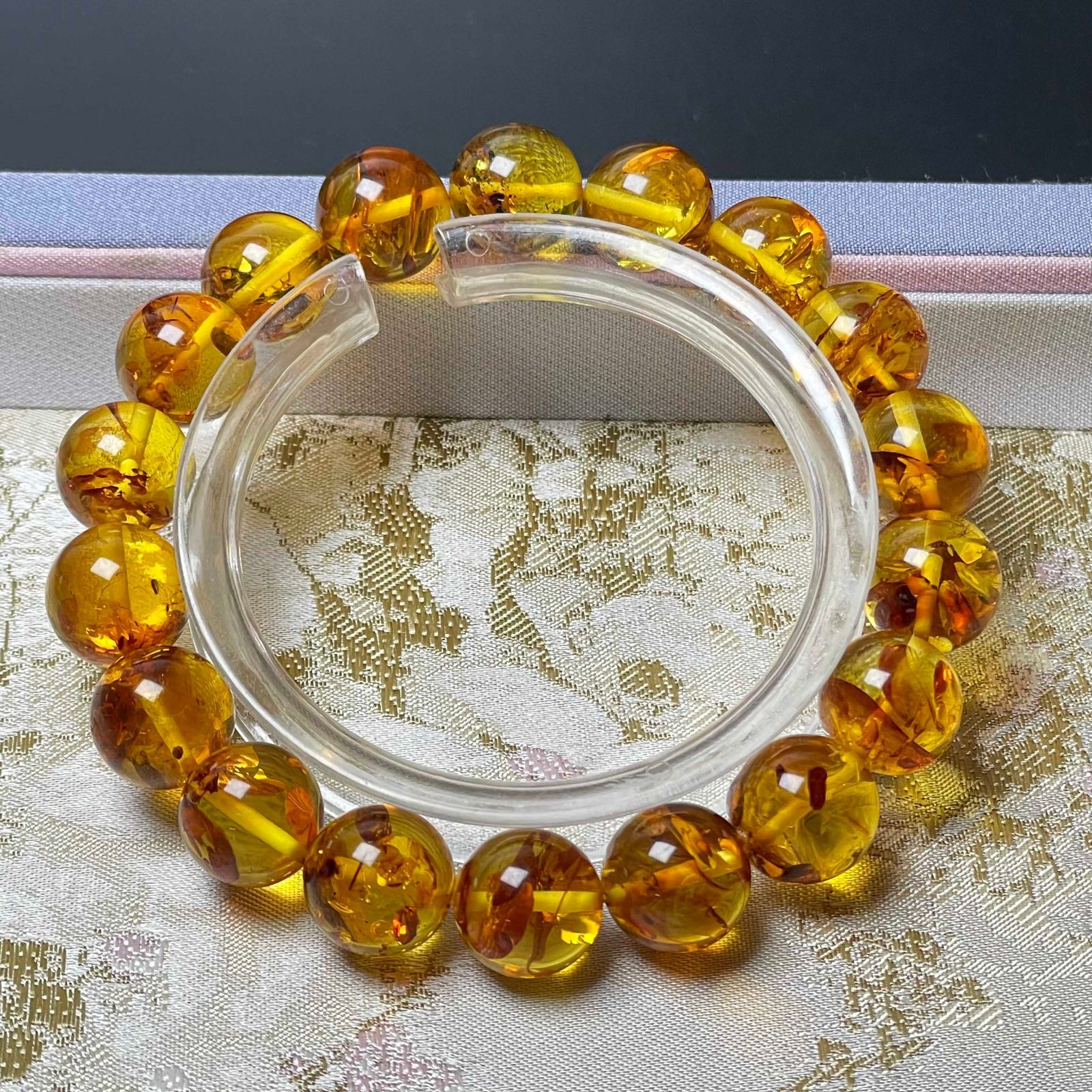 極上美品☆【90Aアンバー・琥珀】☆ブレスレット 天然石 11.4-11.8mm