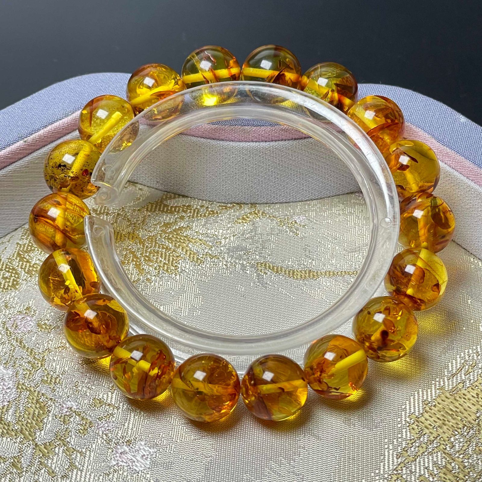 極上美品☆【90Aアンバー・琥珀】☆ブレスレット 天然石 11.4-11.8mm