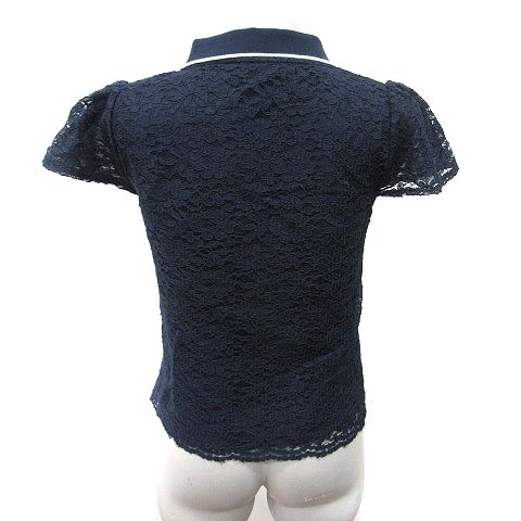 ウィルセレクション WILLSELECTION ポロシャツ 半袖 総レース M 紺 