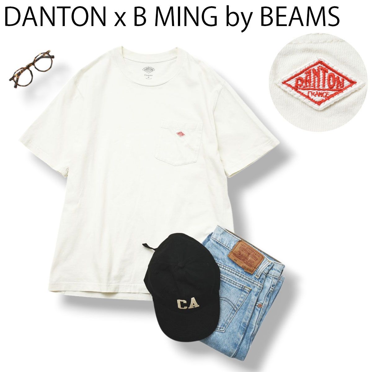 ダントン x ビーミング ビームス ロゴ ポケット Tシャツ 40 ホワイト