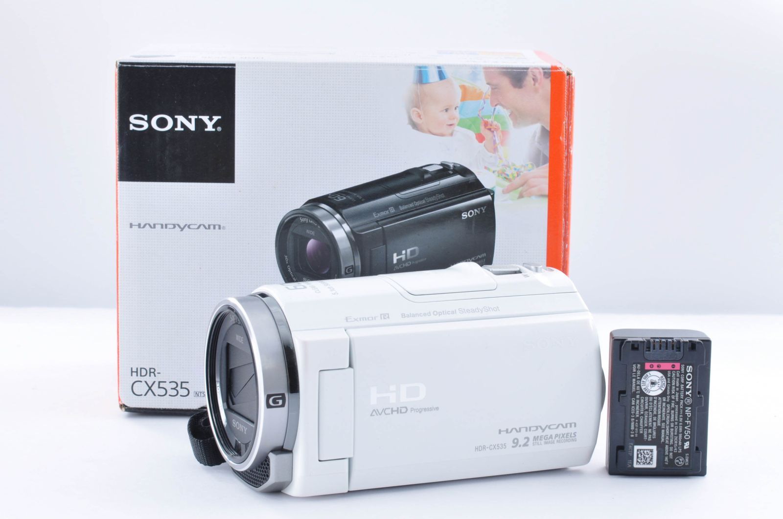 美品 SONY Handycam HDR-CX535 ホワイト ビデオカメラ バッテリー 箱