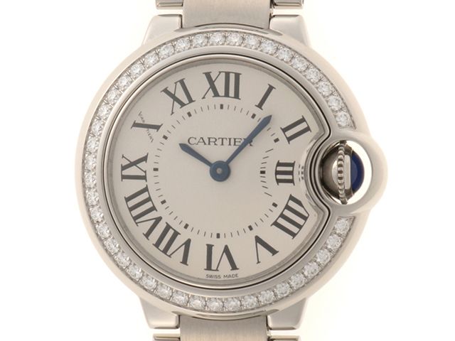 CARTIER カルティエ バロンブルー ドゥ カルティエ 28ｍｍ W4BB0015 腕時計 スティール/ダイヤモンドベゼル シルバー文字盤 クオーツ レディース【中古】【472】SJ