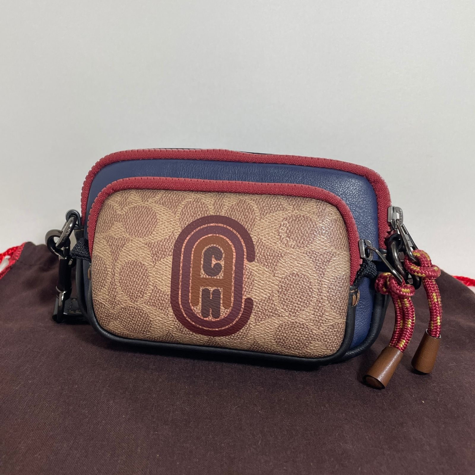 2605-62｜美品｜コーチ シグネチャー ショルダーバッグ ネイビー