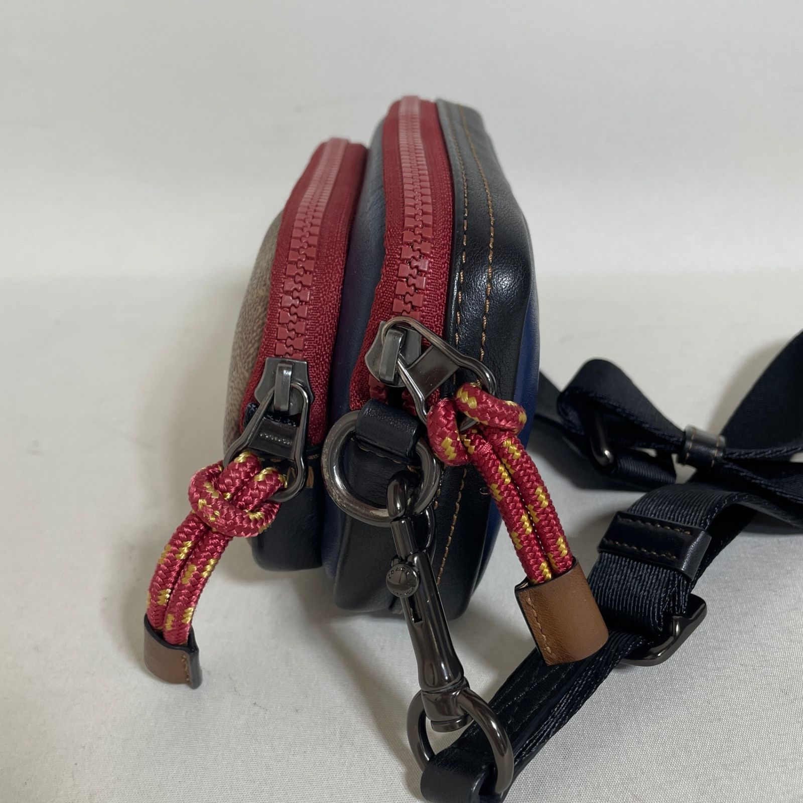 2605-62｜美品｜コーチ シグネチャー ショルダーバッグ ネイビー