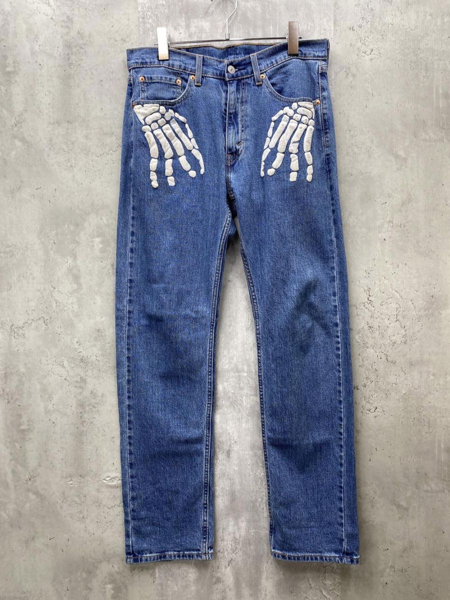 LEVI'S リーバイス スカルハンド ボーン デニムパンツ Y2K グランジ ストリート sizeW32 L32/ブルー ■■◎メンズ