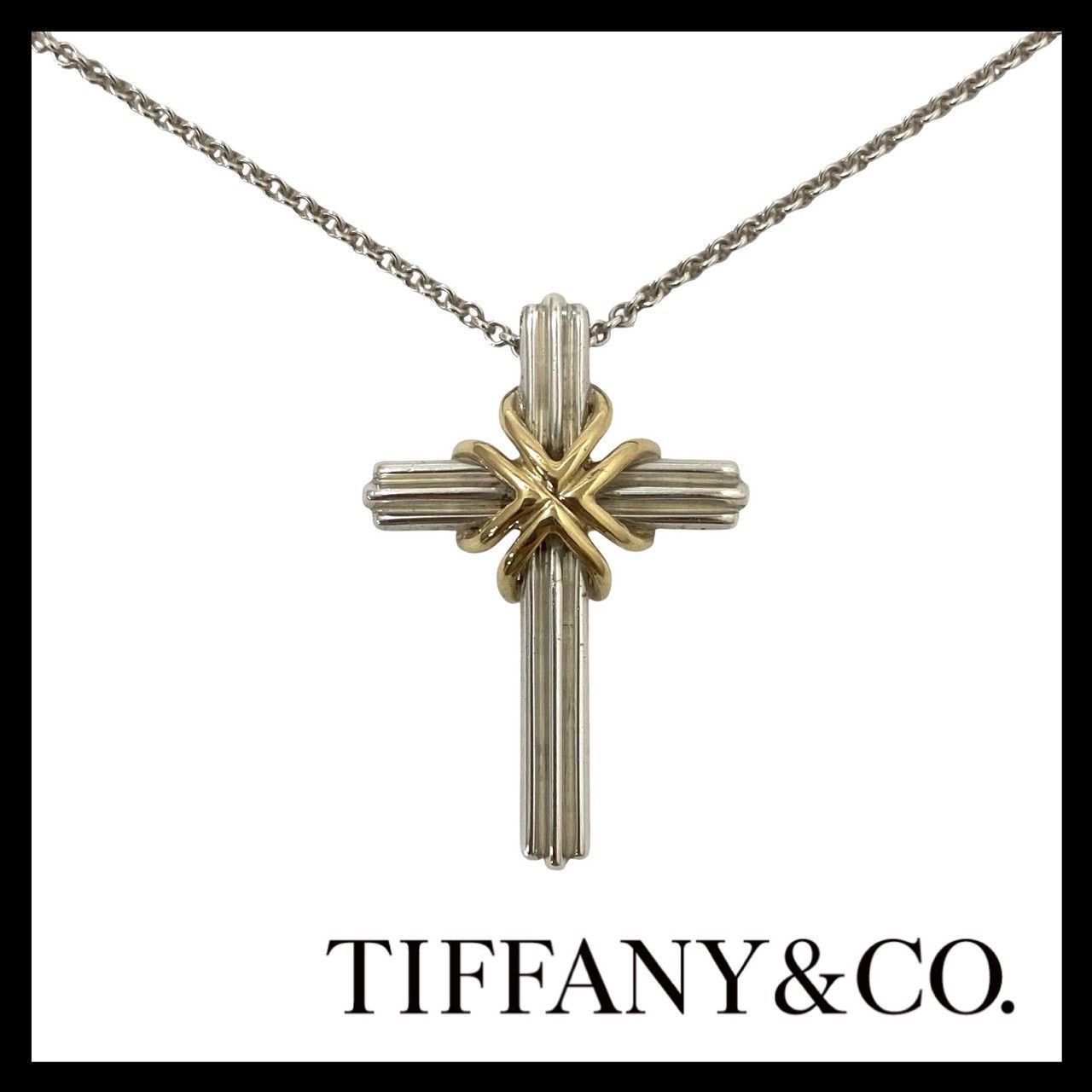 TIFFANY&Co シグネチャー クロス SV925/k18 ネックレス ティファニー