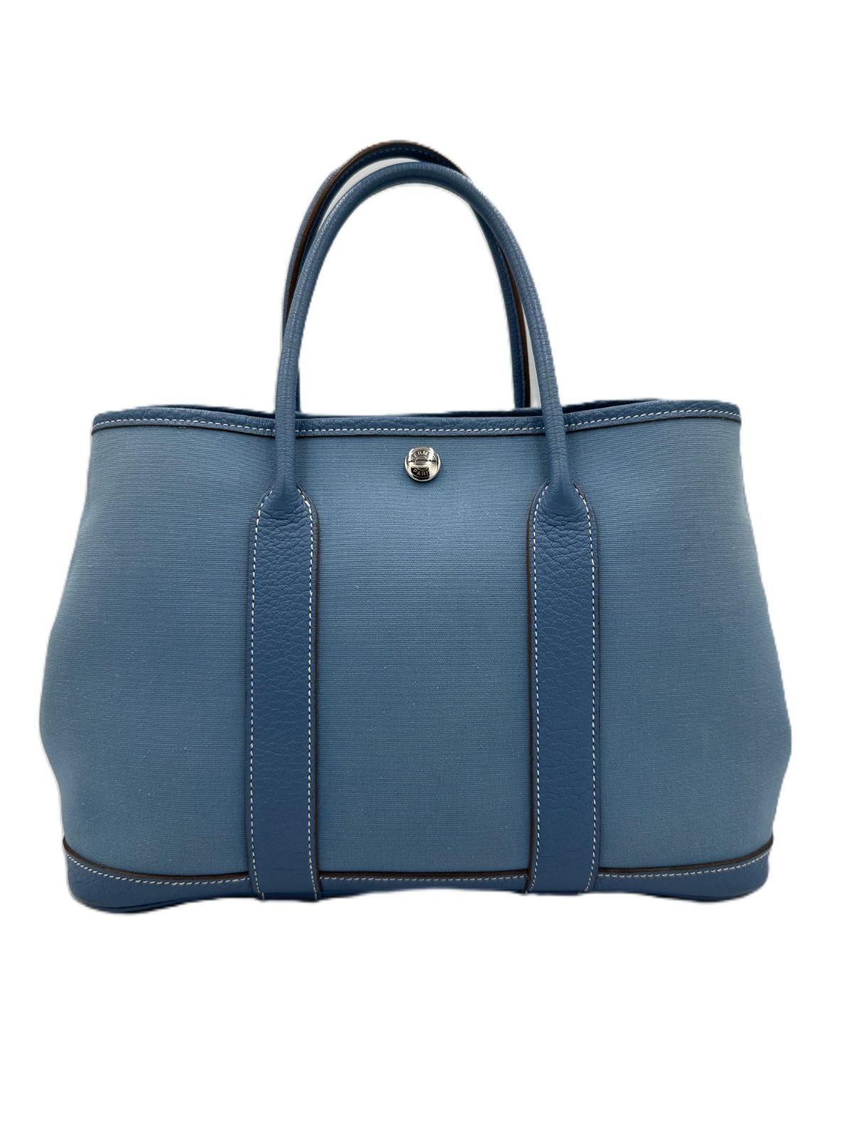 HERMES エルメス ガーデンパーティTPM キャンバス×レザー ブルージーン ▢〇