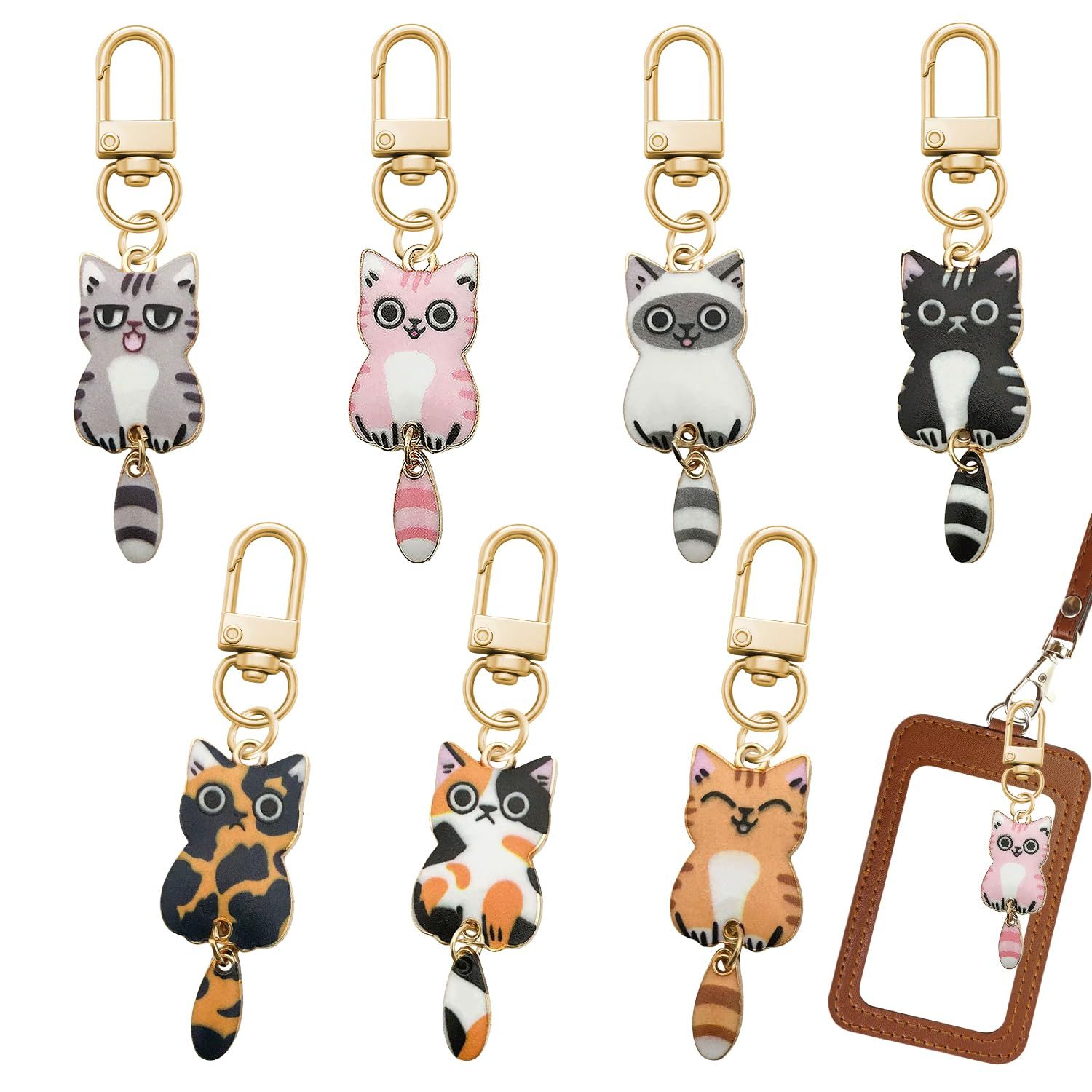 Drawheart] 猫 キーホルダー 7個入り キーホルダー 可愛い 文芸 多用途