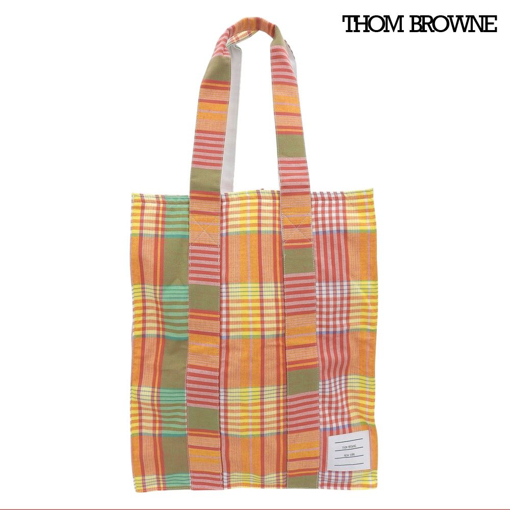 タグ付き 未使用 トムブラウン THOM BROWNE FAP147A-03283 675 マドラスチェック コットン ショルダー トート バッグ 鞄 肩掛け
