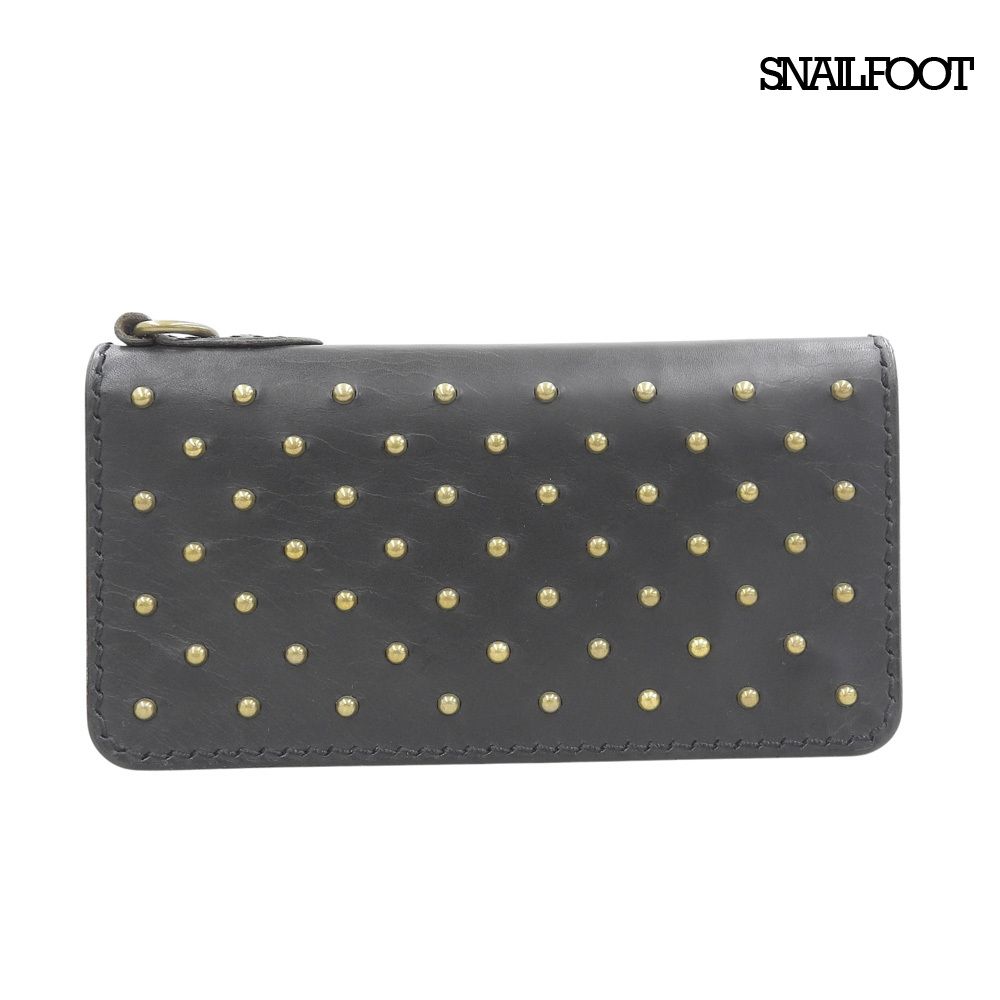 超美品 スネイルフットレザーワークス SNAILFOOT LEATHER WORKS スタッズ トラッカー ウォレット レザー 長財布 黒 ブラック 定価44000円 メンズ 高品質，定番人気 超美品 スネイルフットレザーワークス SNAILFOOT