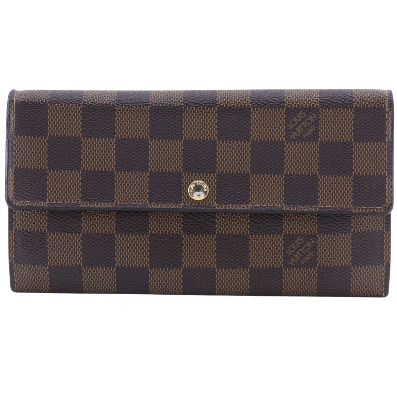 【LOUIS VUITTON】ルイ・ヴィトン ポルトフォイユ・サラ N61734 ダミエキャンバス 茶 CA1026 ユニセックス 長財布