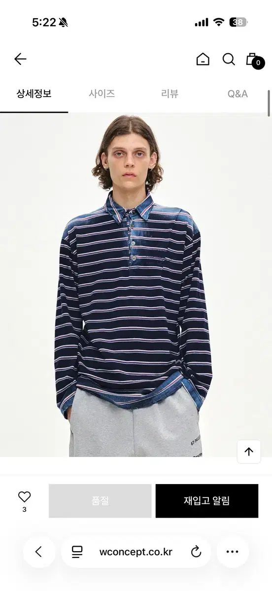 L MMIC ストラム ポール Indigo カラーTシャツ スリーブ