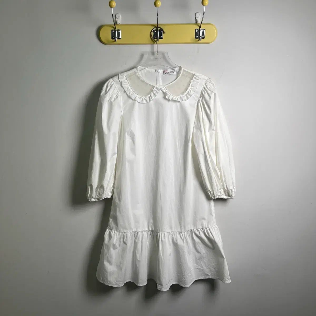 レッド Valentino 白 コットン フリル ミニ ONE PIECE 40