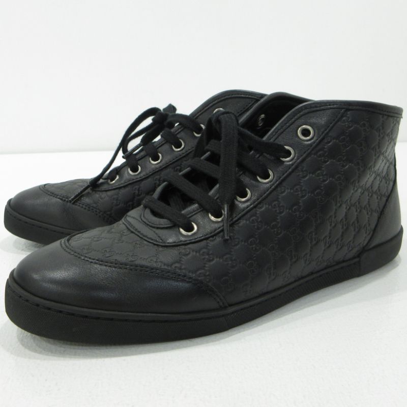 【三重本店】 中古 GUCCI | グッチ ハイカットスニーカー 391499 マイクログッチシマ ブラック 表記サイズ：37 【135】
