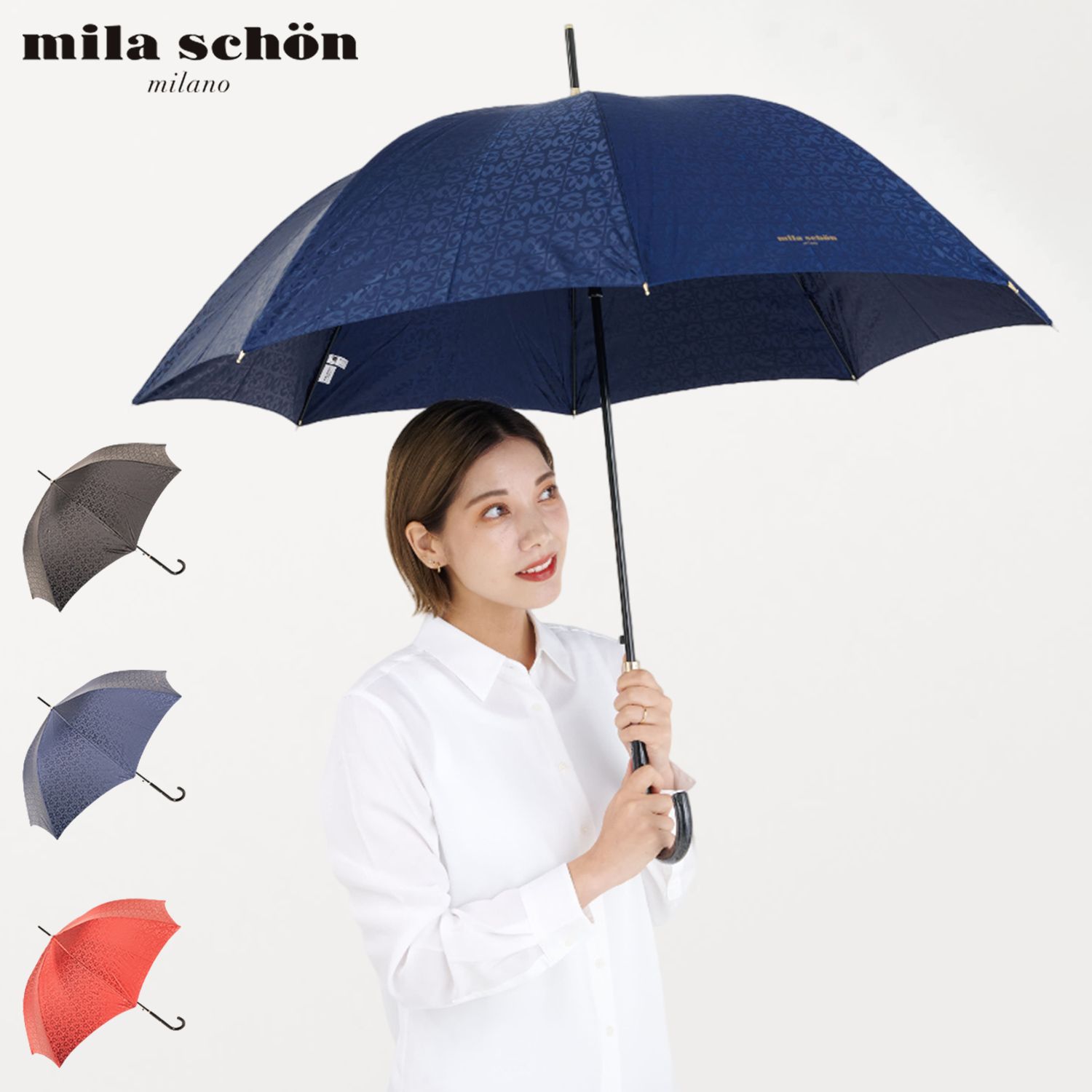 ミラショーン mila schon 傘 長傘 雨傘 レディース 60cm 軽量 ジャガード 0043-00