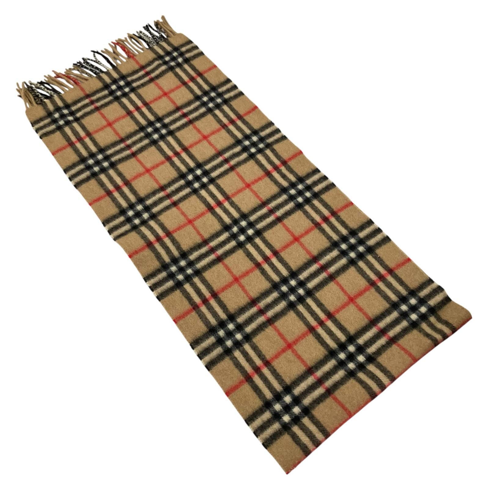 186005 BURBERRY バーバリー ノバチェック柄 フリンジ付き 英国製