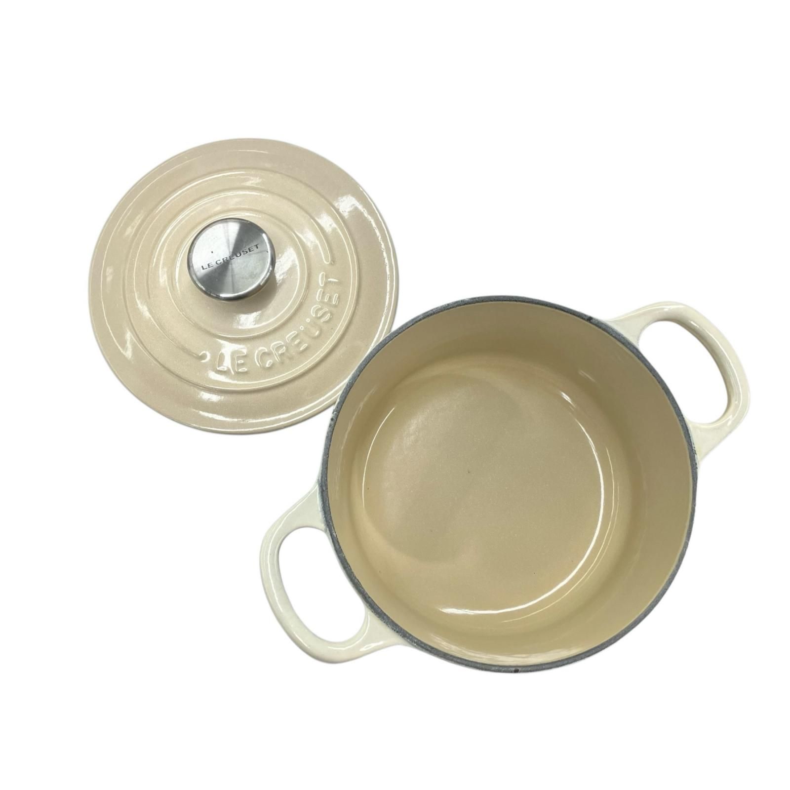 186005 現状品 LE CREUSET ル・クルーゼ 鍋 ココット・ロンド ベージュ