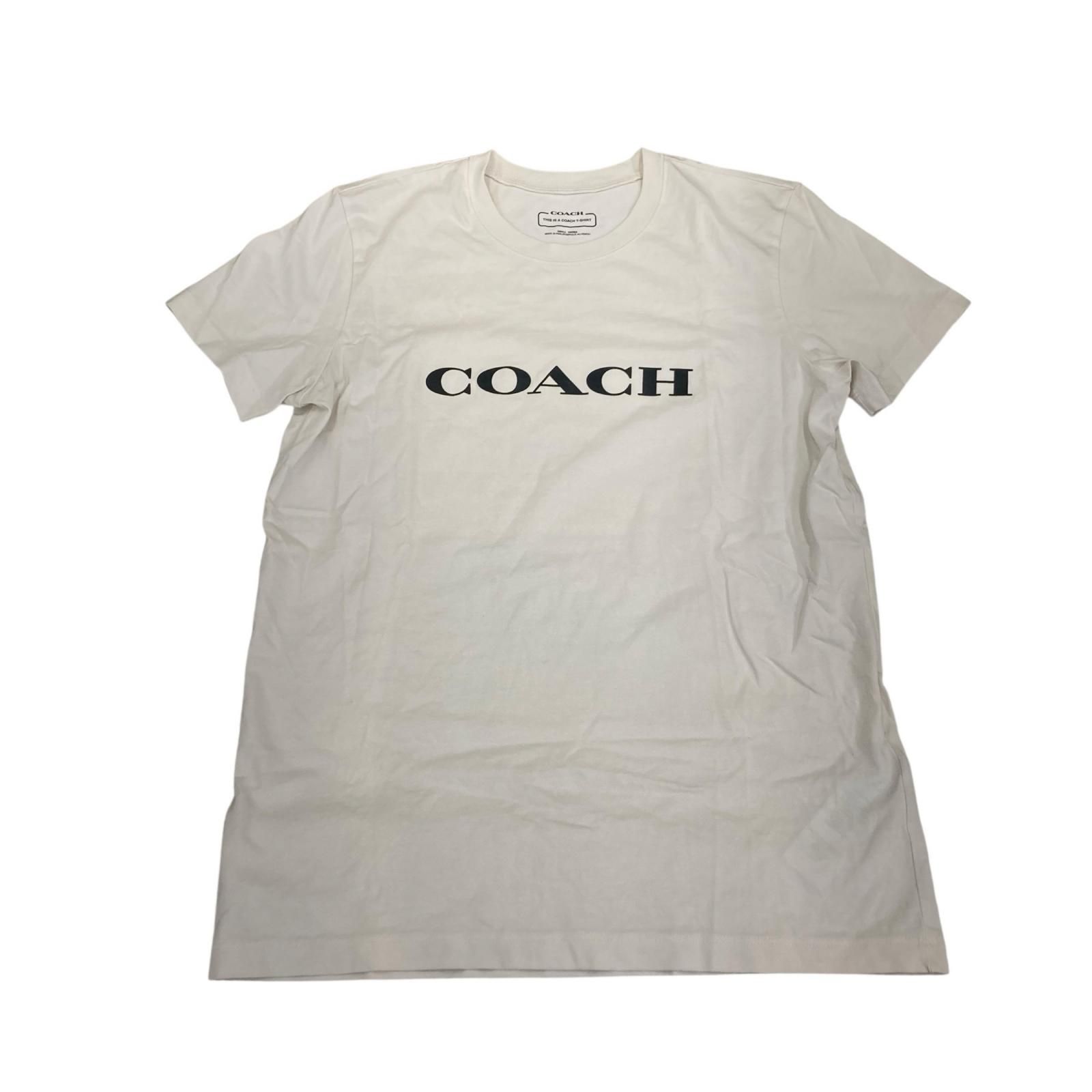 186005 現状品 COACH コーチ Tシャツ ロゴ S ホワイト レディース