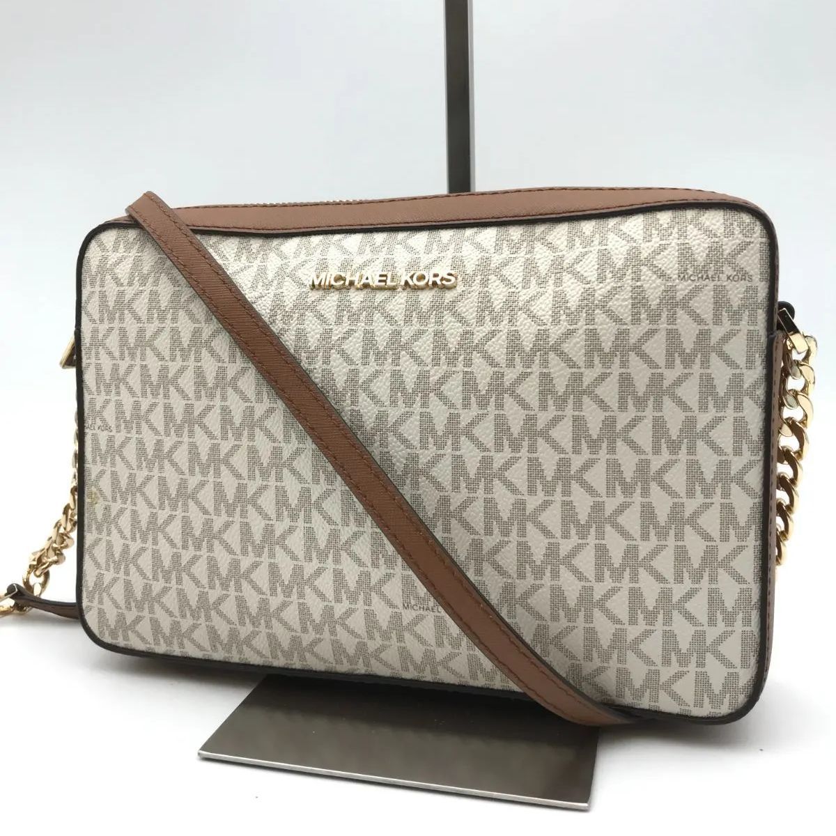 MICHAEL KORS　マイケルコース　ショルダーバッグ　MK柄　アイボリー×ブラウン系　1362
