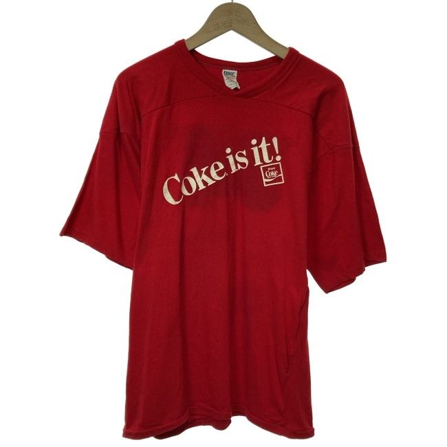 【中古】　BIKE　Tシャツ　80s vintage　80年代　OLD　五分袖　トップス　Vネック　コカ・コーラ　企業ロゴ　プリント　USA製　古着　/1590
