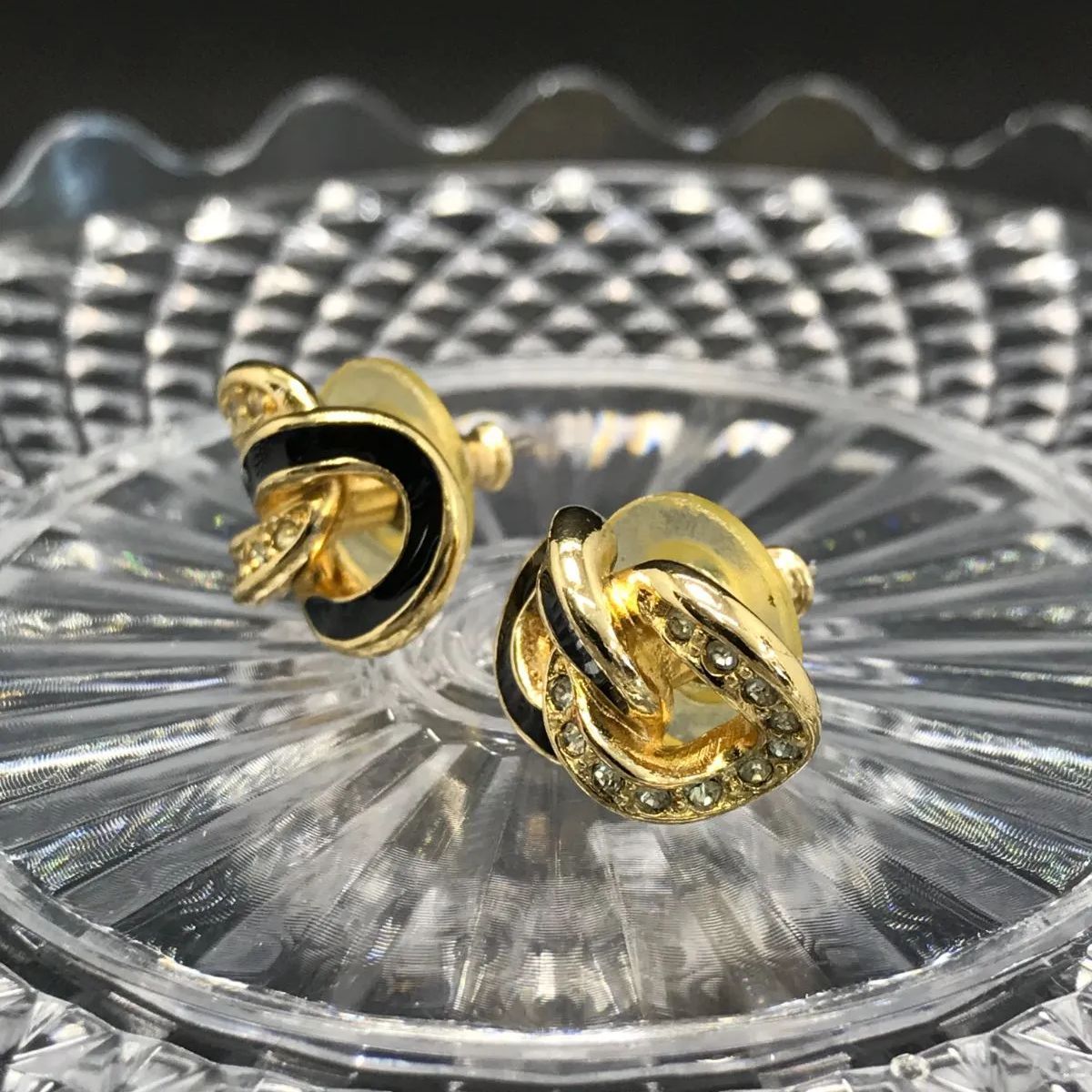 美品 Christian Dior ディオール ピアス ラインストーン ゴールド