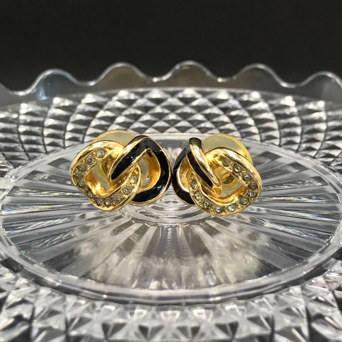 美品 Christian Dior ディオール ピアス ラインストーン ゴールド