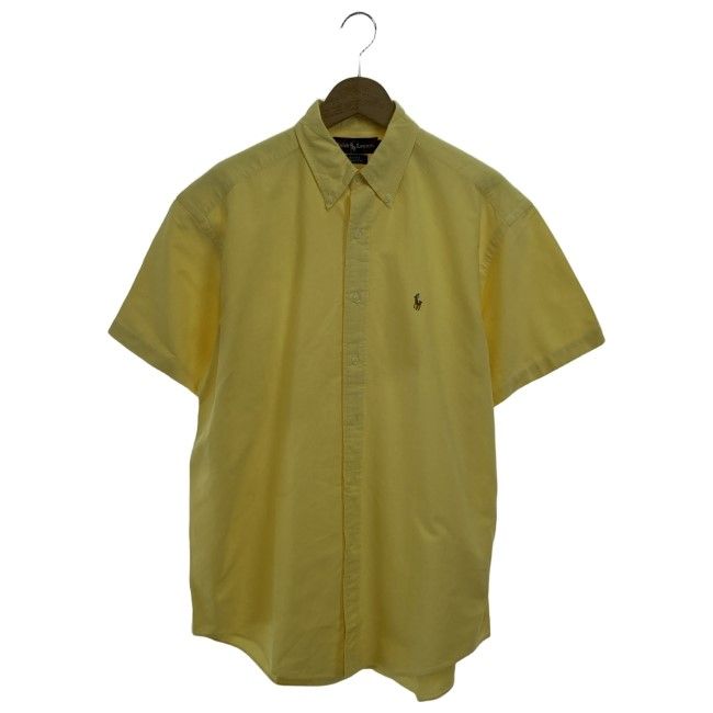 【中古】　RALPH LAUREN　プレーンシャツ　半袖　シャツ　トップス　ボタンダウン　無地　ワンポイント　ブランドロゴ　スモールポニー　刺しゅう　古着　/1595