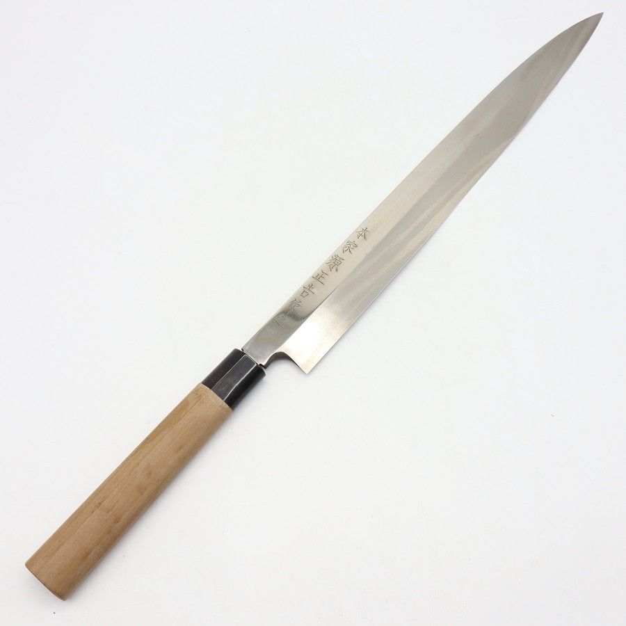 【美品】本家 源正吉 本焼 柳包丁 尺一 栗型柄 波紋あり 刃渡り約335mm 和包丁 柳刃
