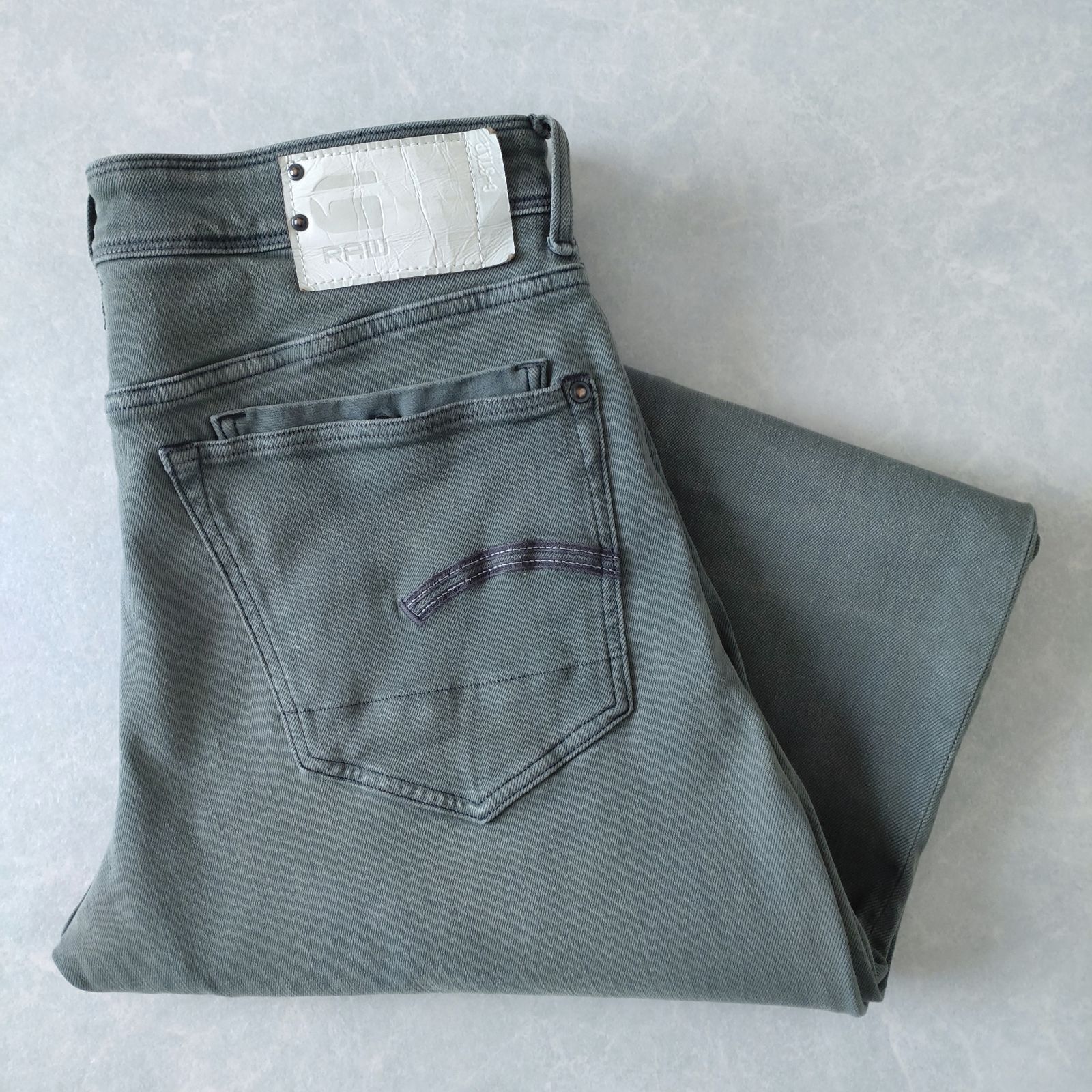 ■古着 G-STAR RAW ジースターロゥ KILCOT STRAIGHT TAPERED ジーンズ デニムパンツ グリーン系 実寸W33L30【L6147】