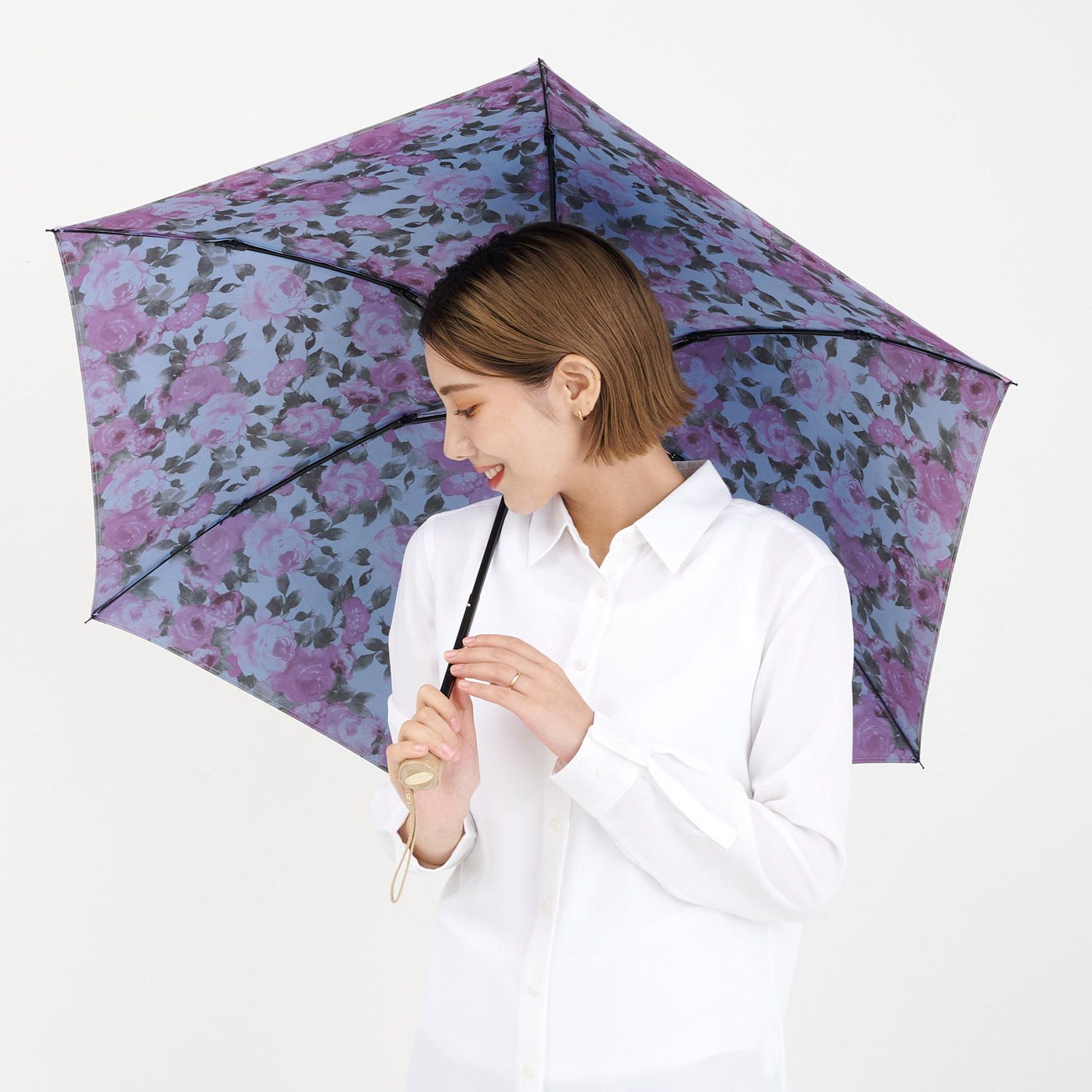 ミラショーン mila schon 傘 折り畳み 雨傘 レディース 55cm 軽量 花柄 プリント 0037-02