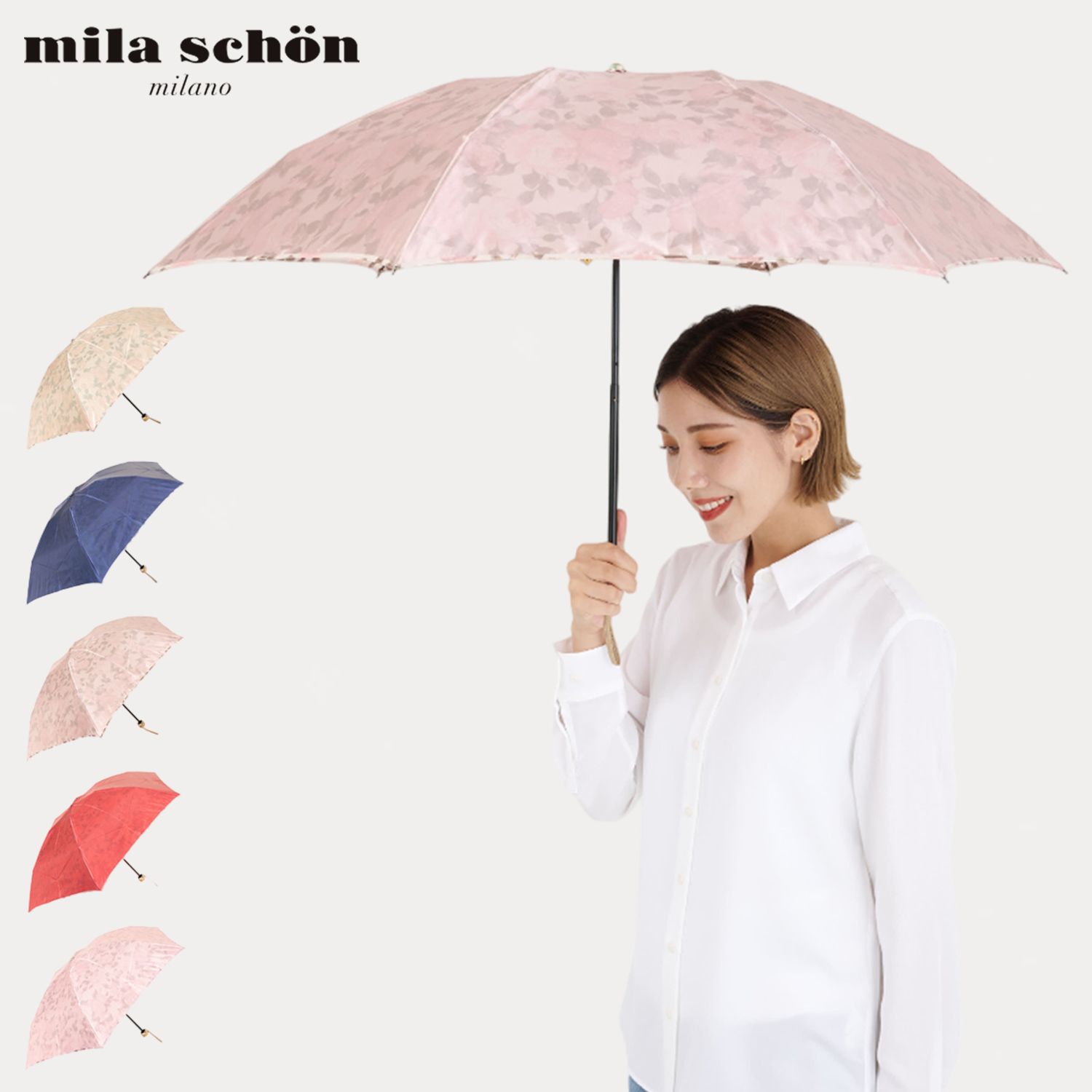 ミラショーン mila schon 傘 折り畳み 雨傘 レディース 55cm 軽量 花柄 プリント 0037-02