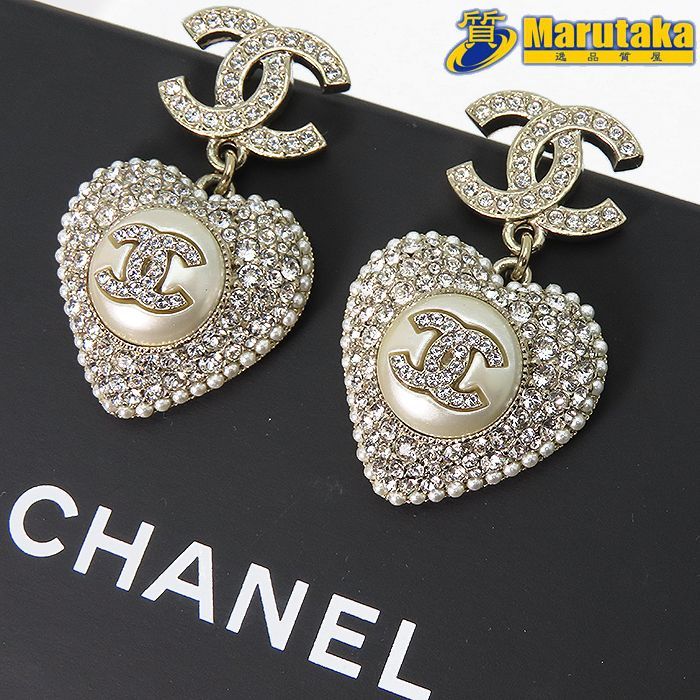 シャネル 】 ピアス CHANEL C22B ココマーク ハートラインストーン