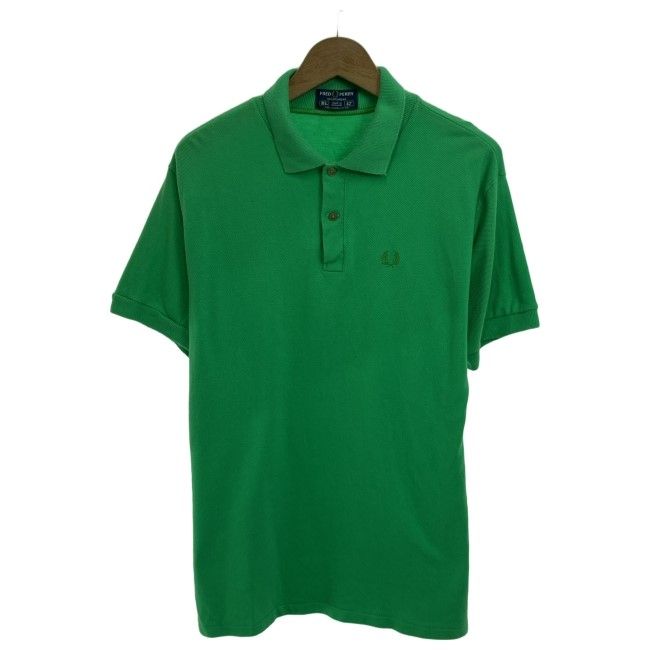 【中古】　FRED PERRY　ポロシャツ　80s vintage　80年代　半袖　シャツ　トップス　ハーフボタン　無地　ワンポイント　ブランドロゴ　刺しゅう　イングランド製　古着　/0111
