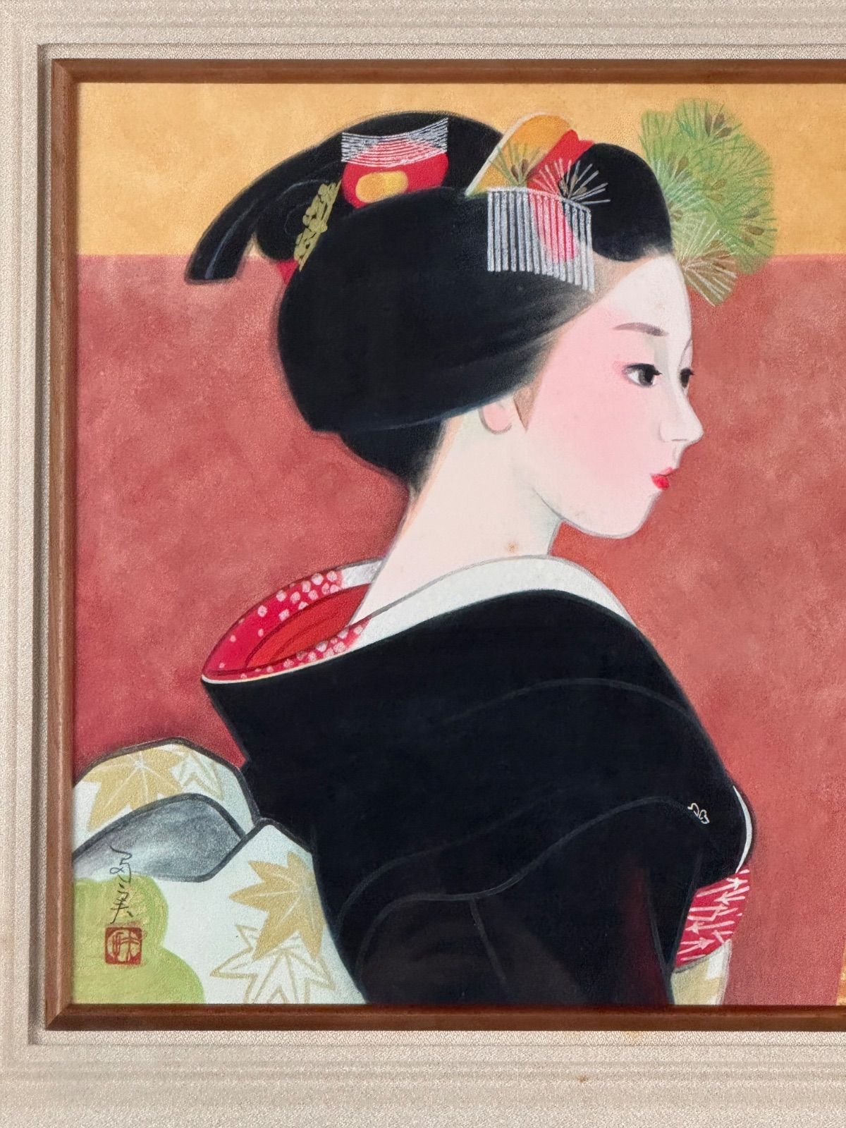 倉田冨美「舞妓」日本画 人物画 10号 共シール 日輝展会員 師 石山丸根