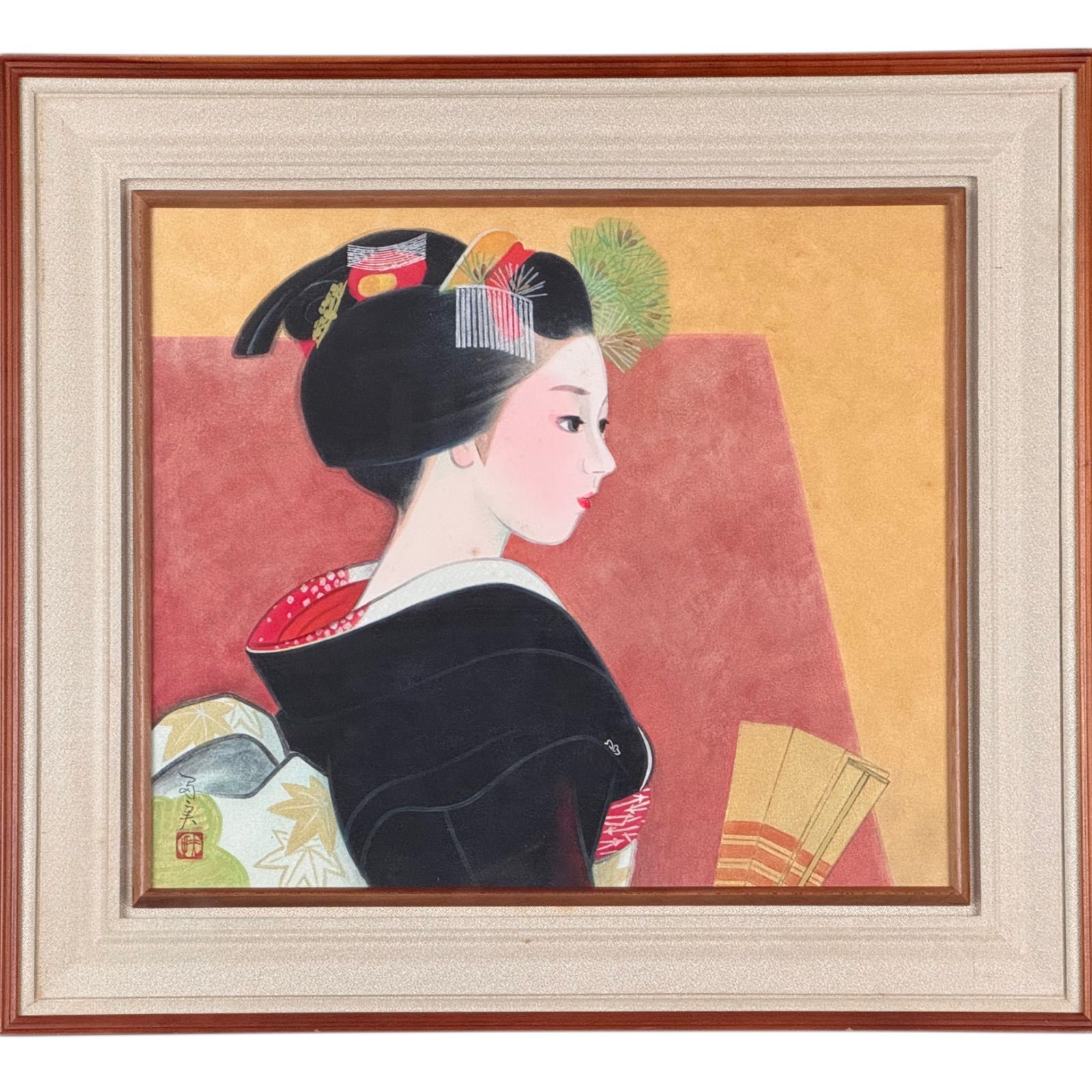 倉田冨美「舞妓」日本画 人物画 10号 共シール 日輝展会員 師 石山丸根