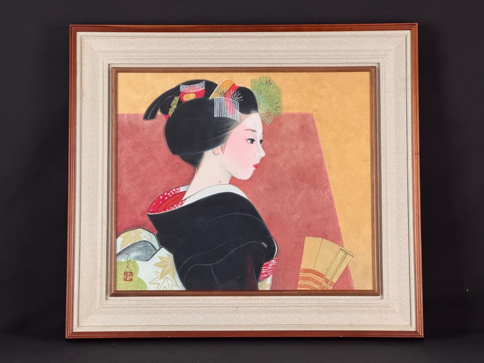 倉田冨美「舞妓」日本画 人物画 10号 共シール 日輝展会員 師 石山丸根