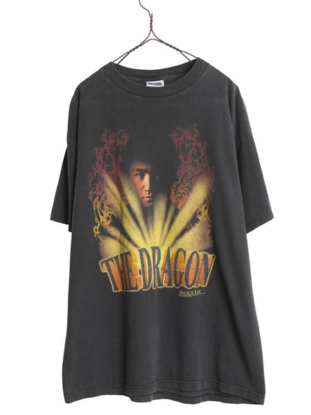 90s 00s ★ ブルースリー イラスト プリント Tシャツ メンズ XL 古着 オールド オフィシャル ムービー 映画 俳優 ドラゴン グラフィック 黒 10,296円
